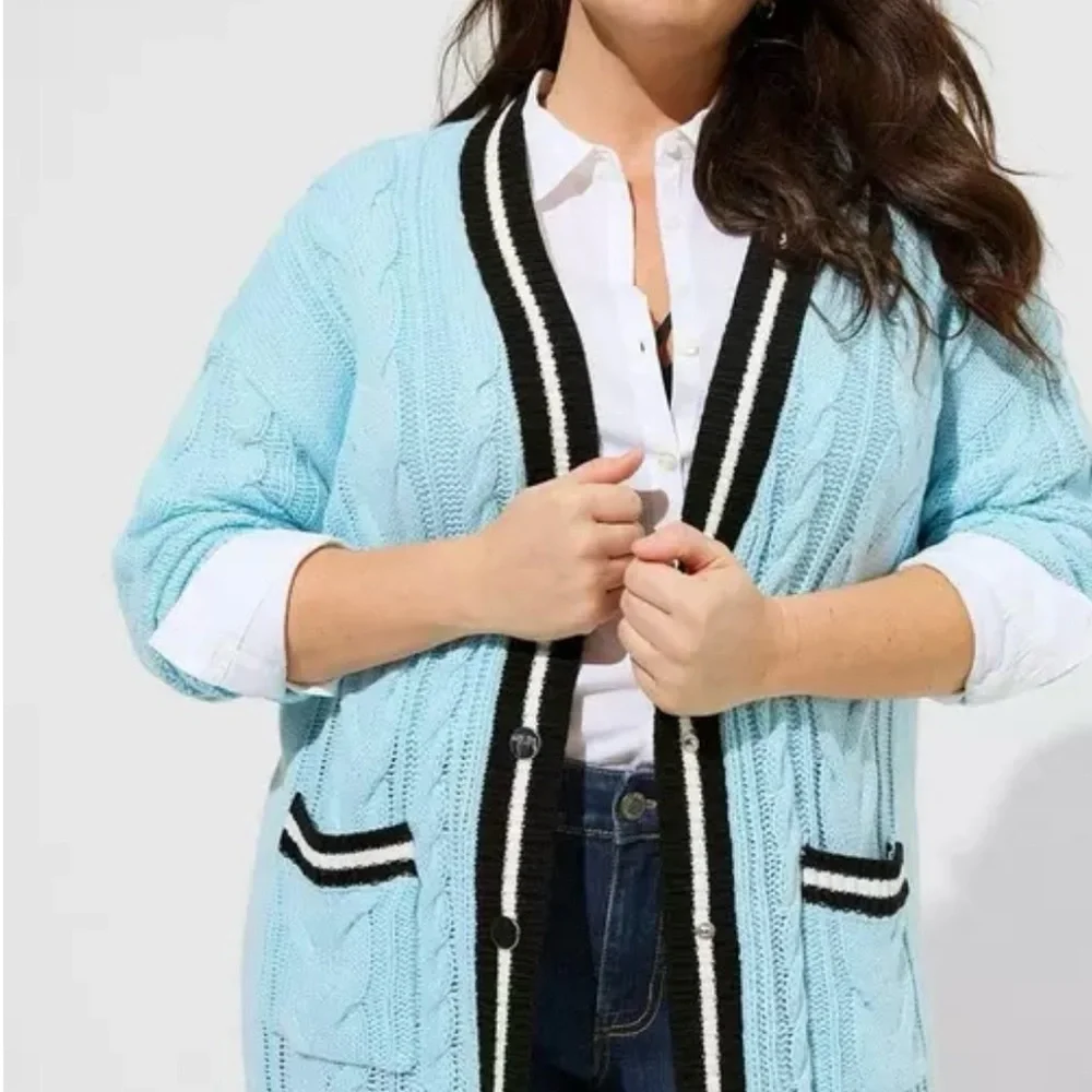 Chunky Cable Boyfriend Cardigan Sweater Size 00- NWOT - Picture 4 of 4